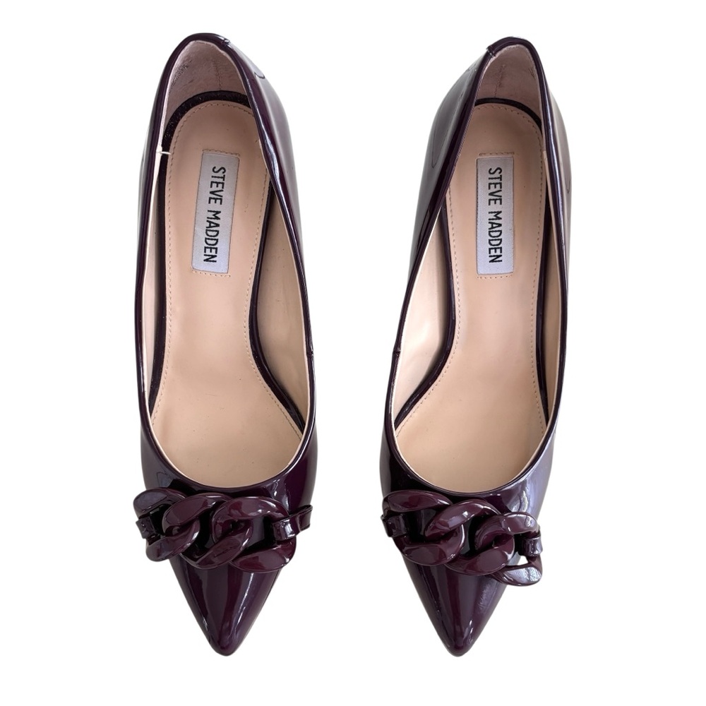 Steve Madden Lalette Chainlink Burgundy Pump Heel Women’s Size 7.5 M - Picture 3 of 15